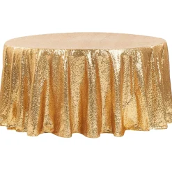 132" Round Sequin Tablecloth - Gold