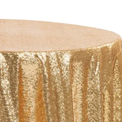 120" Round Sequin Tablecloth - Gold