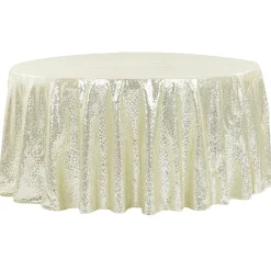 132" Round Sequin Tablecloth - Ivory