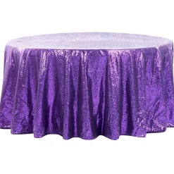 132" Round Sequin Tablecloth - Purple