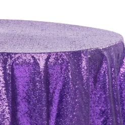 120" Round Sequin Tablecloth - Purple