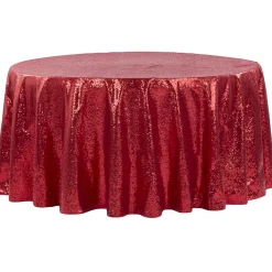 132" Round Sequin Tablecloth - Red
