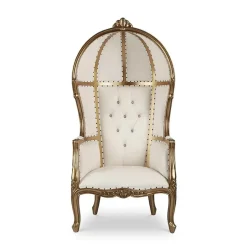 Royal Bride and Groom Throne Chair - Tan & Gold