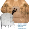 Royal Throne Loveseat - White Vinyl/Silver Frame