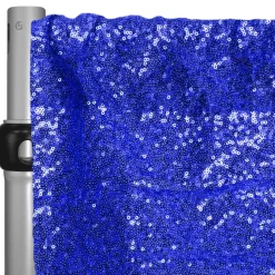 Royal Blue Sequin Backdrop Curtain w/ 4" Rod Pocket by Eastern Mills - 10ft Long x 4.5ft Wide