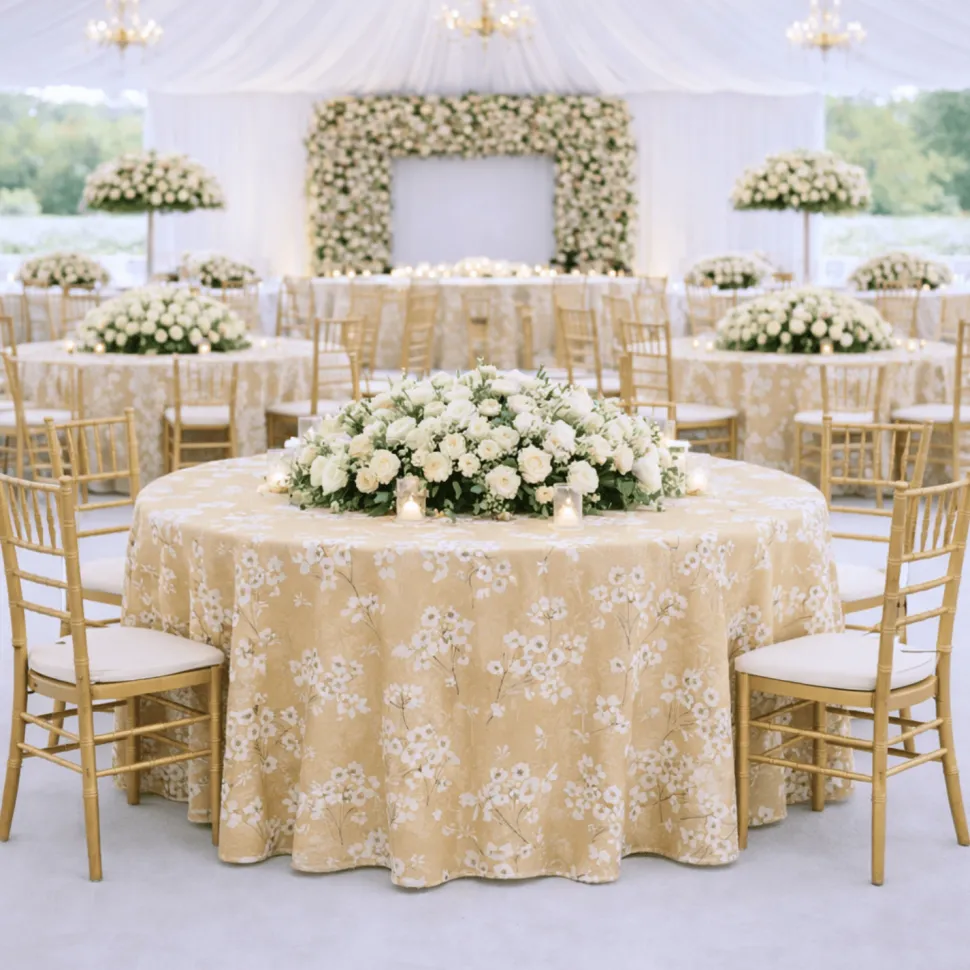 Sand Lindos Jacquard Tablecloth - Multiple Size Options