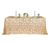 Sequin Looping Leaves Tablecloth Overlay 90"x132" Rectangle - Gold