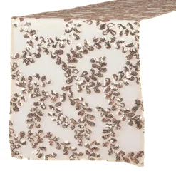 Sequin Looping Leaves Table Runner - Blush/Rose Gold