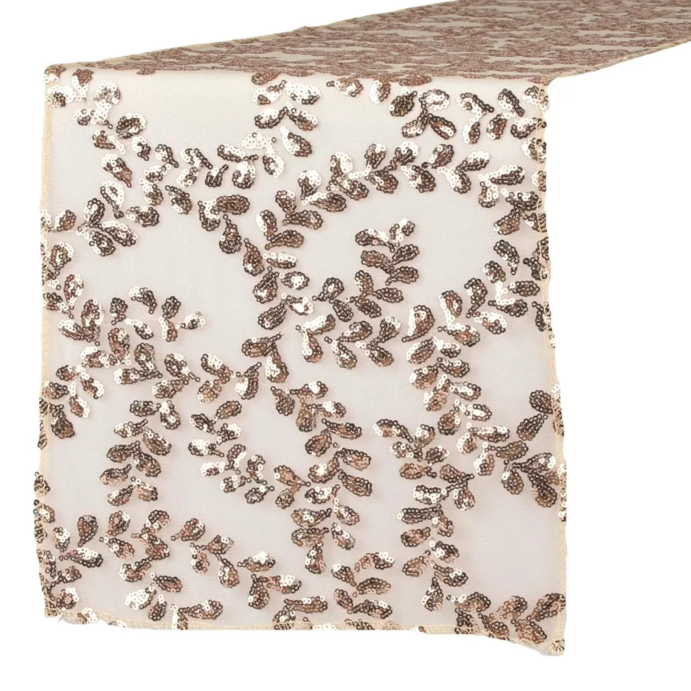Sequin Looping Leaves Table Runner - Blush/Rose Gold