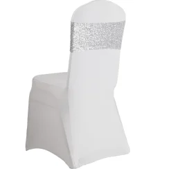 Sequin & Spandex Chair Band by Eastern Mills - Silver - 10 Pack