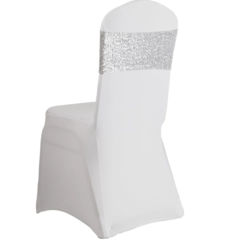 Sequin & Spandex Chair Band by Eastern Mills - Silver - 10 Pack