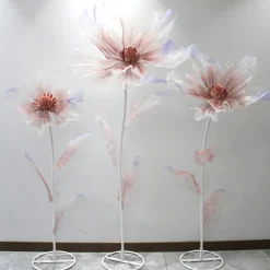 Set of 3 Stands with Silk Gauze Flowers - Choice of Colors!