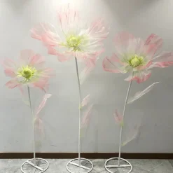 Set of 3 Stands with Silk Gauze Flowers - Choice of Colors!