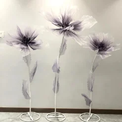Set of 3 Stands with Silk Gauze Flowers - Choice of Colors!