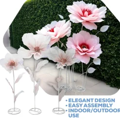Set of 3 Stands with Silk Gauze Flowers - Choice of Colors!
