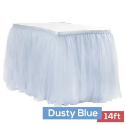 Sheer Tulle Tutu Table Skirt - 14ft long - Dusty Blue