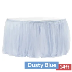 Sheer Tulle Tutu Table Skirt - 14ft long - Dusty Blue