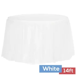 Sheer Tulle Tutu Table Skirt - 14ft long - White