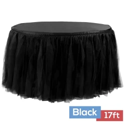 Sheer Tulle Tutu Table Skirt - 17ft long - Black