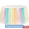 Sheer Tulle Tutu Table Skirt - 17ft long - Pastel Rainbow