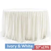 Sheer Two Tone Tulle Table Skirt Extra Long 57" x 17ft - Ivory & White