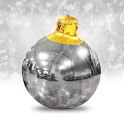 Silver Giant Inflatable Christmas Ornament – Maxorb™ Holiday Event Decor – Commercial Installation Sizes