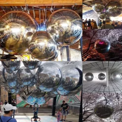 Silver Giant Inflatable Mirror Ball Sphere – Maxorb™ Reflective Ceiling Event Decor – Commercial Installation Sizes