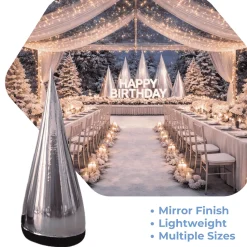 Silver Giant Inflatable Modern Tree – Maxorb™ Reflective Event Display Decor – Commercial Installation Sizes