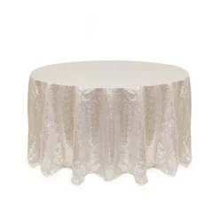 Silver Round Sequin Tablecloth by Eastern Mills - 126