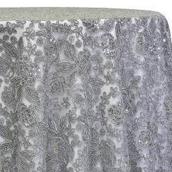 Silver - Sweetheart Lace Overlay by Eastern Mills - Many Size Options