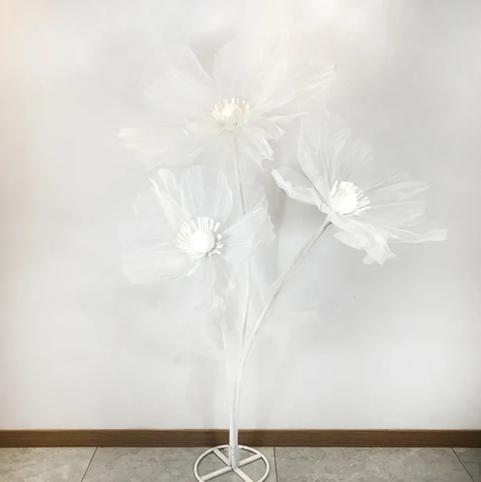Single Stand with 3 Silk Gauze Wedding Flowers - Choice of Colors!