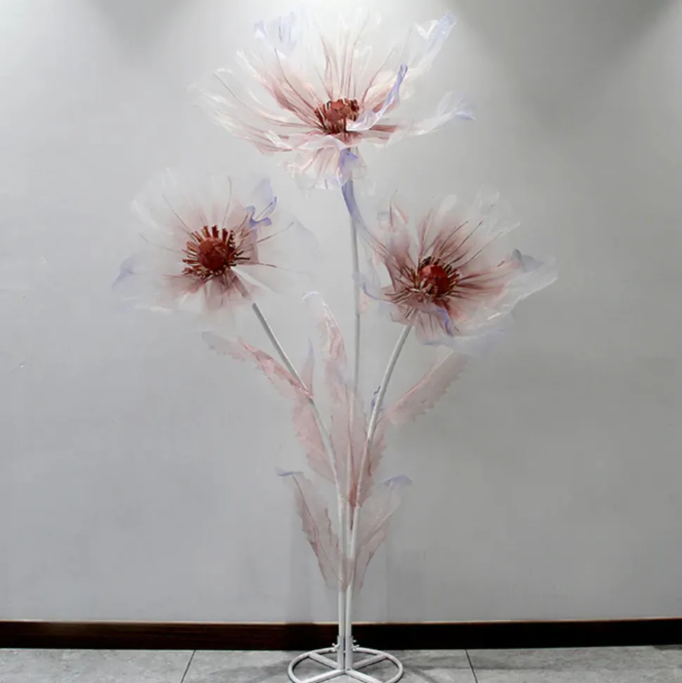 Single Stand with 3 Silk Gauze Wedding Flowers - Choice of Colors!