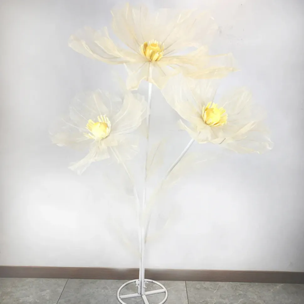 Single Stand with 3 Silk Gauze Wedding Flowers - Choice of Colors!