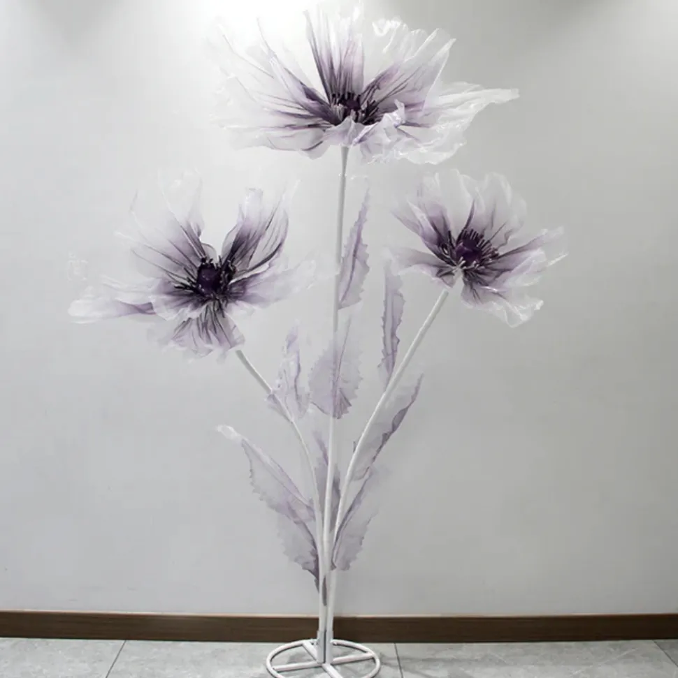 Single Stand with 3 Silk Gauze Wedding Flowers - Choice of Colors!