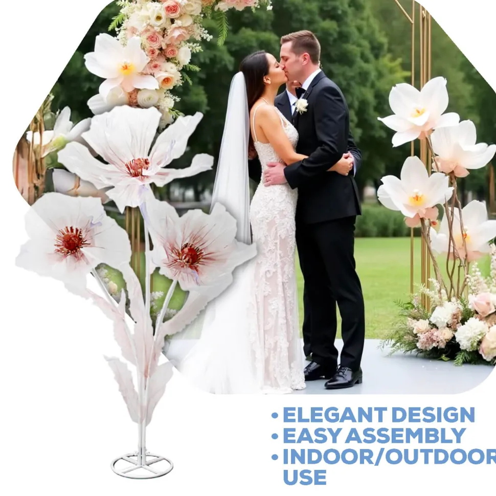 Single Stand with 3 Silk Gauze Wedding Flowers - Choice of Colors!