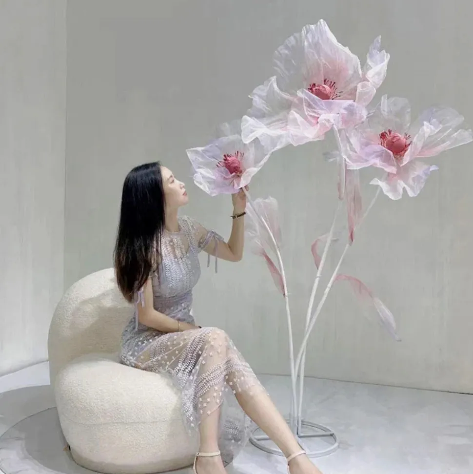 Single Stand with 3 Silk Gauze Wedding Flowers - Choice of Colors!