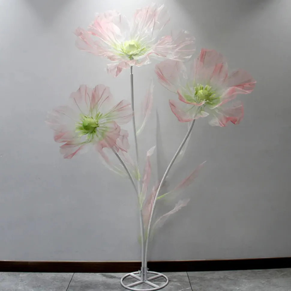 Single Stand with 3 Silk Gauze Wedding Flowers - Choice of Colors!