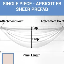 Single Piece -Apricot FR Sheer Prefabricated Ceiling Drape Panel - Choose Length and Drop!