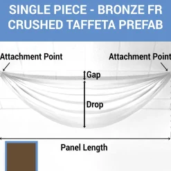 Single Piece - Bronze Crushed Taffeta Prefabricated Ceiling Drape Panel - Choose Length and Drop!