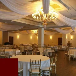 Single Piece - Burgundy Crushed Taffeta Prefabricated Ceiling Drape Panel - Choose Length and Drop!
