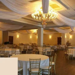 Single Piece - Champagne Sheer Prefabricated Ceiling Drape Panel - Choose Length and Drop!