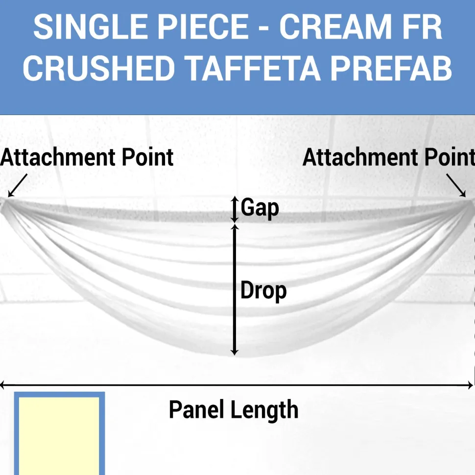 Single Piece - Cream Crushed Taffeta Prefabricated Ceiling Drape Panel - Choose Length and Drop!
