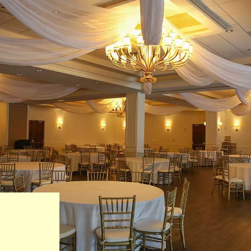 Single Piece - Cream Taffeta Prefabricated Ceiling Drape Panel - Choose Length and Drop!