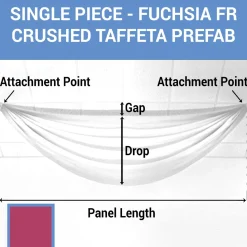 Single Piece - Fuchsia Crushed Taffeta Prefabricated Ceiling Drape Panel - Choose Length and Drop!