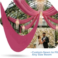 Single Piece - Fuchsia Taffeta Prefabricated Ceiling Drape Panel - Choose Length and Drop!