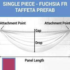Single Piece - Fuchsia Taffeta Prefabricated Ceiling Drape Panel - Choose Length and Drop!