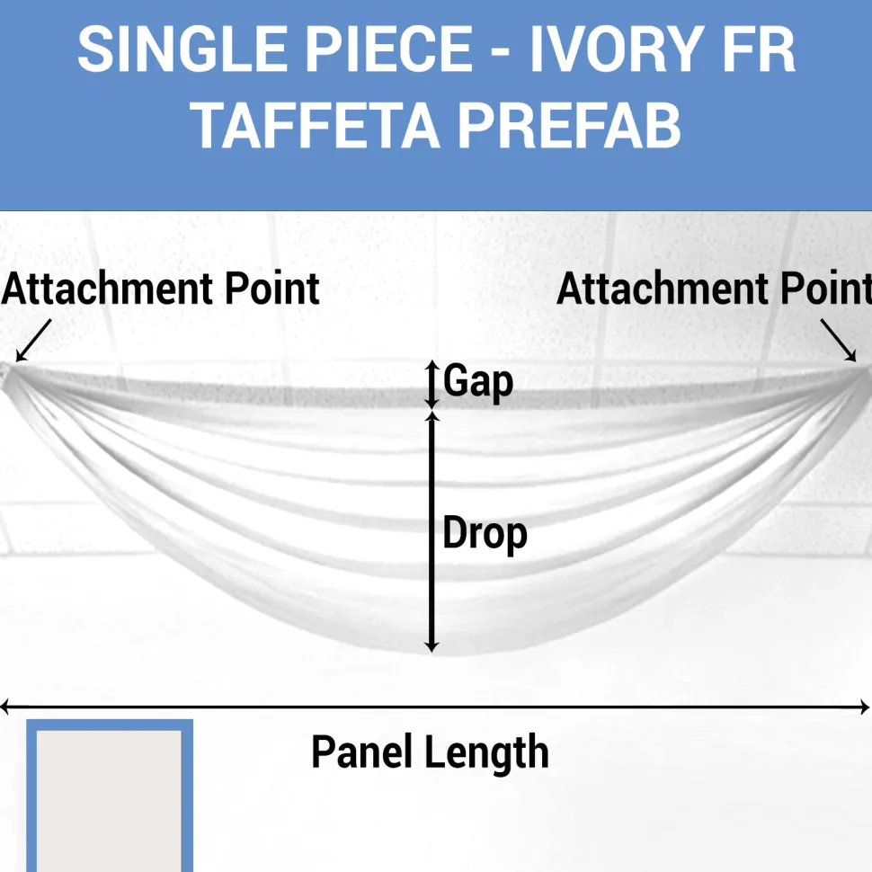 Single Piece - Ivory Taffeta Prefabricated Ceiling Drape Panel - Choose Length and Drop!