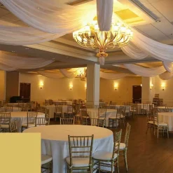 Single Piece - Light Gold Crushed Taffeta Prefabricated Ceiling Drape Panel - Choose Length and Drop!