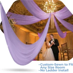 Single Piece - Lilac Sheer Prefabricated Ceiling Drape Panel - Choose Length and Drop!