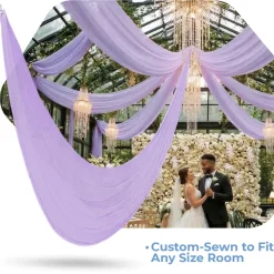 Single Piece - Lilac Taffeta Prefabricated Ceiling Drape Panel - Choose Length and Drop!